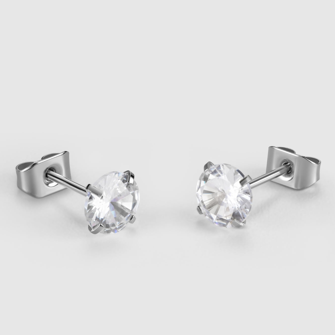 Damen Ohrstecker mit 5A Zirkonia Steinen, wasserdichter Schmuck aus 316L Edelstahl