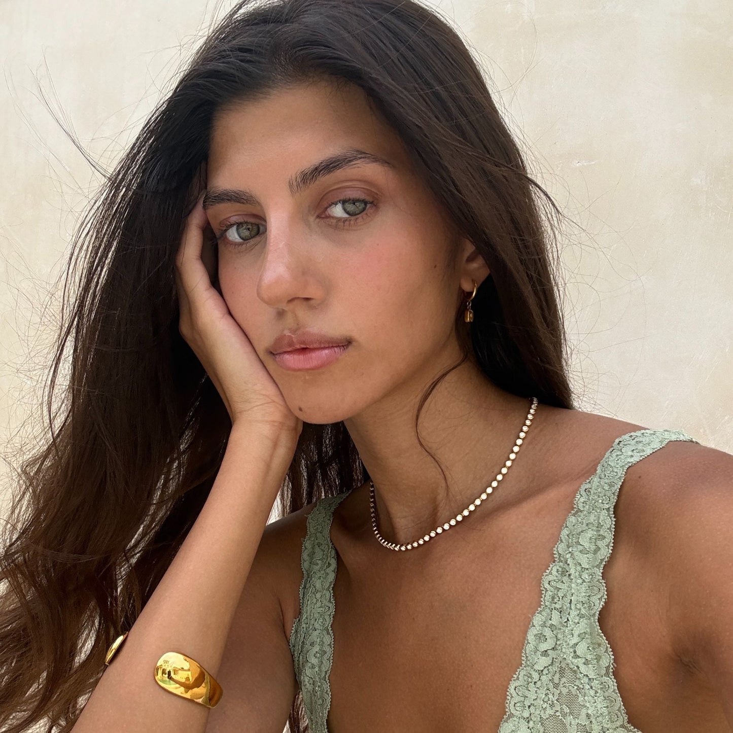 Damen Tennis Choker Gold mit Zirkon Steinen wasserfest