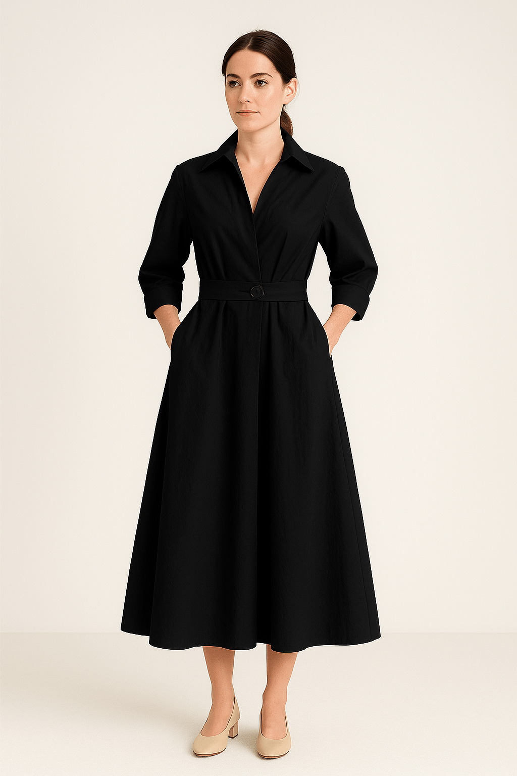 HERBERGER | Sommerliches Damen Hemdblusenkleid in Baumwolloptik mit taillierter Passform