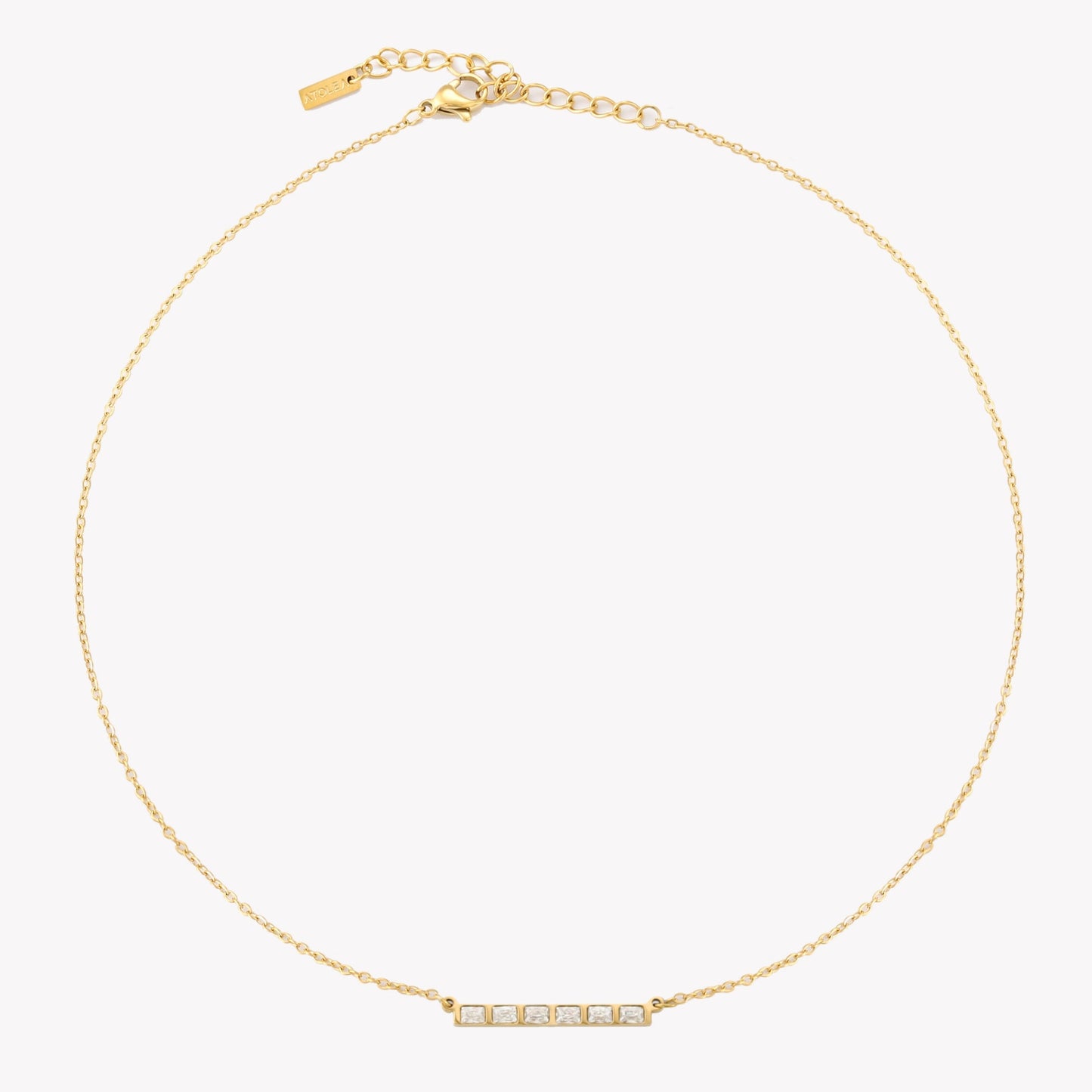 Damen Zirkon Choker Gold wasserfest mit Baguette Steinen