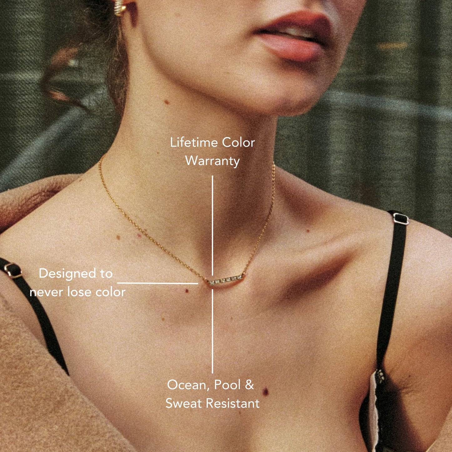 Damen Zirkon Choker Gold wasserfest mit Baguette Steinen