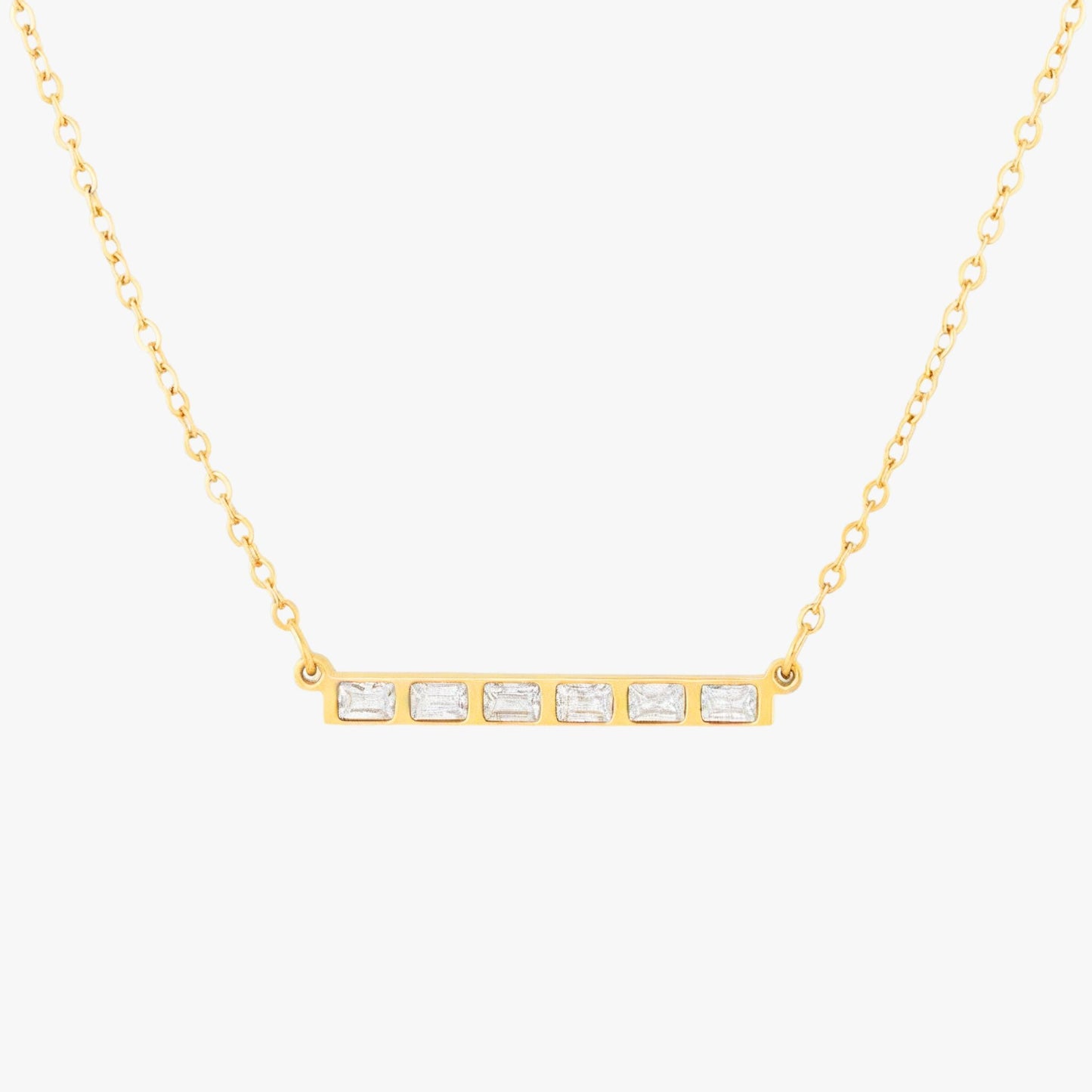 Damen Zirkon Choker Gold wasserfest mit Baguette Steinen