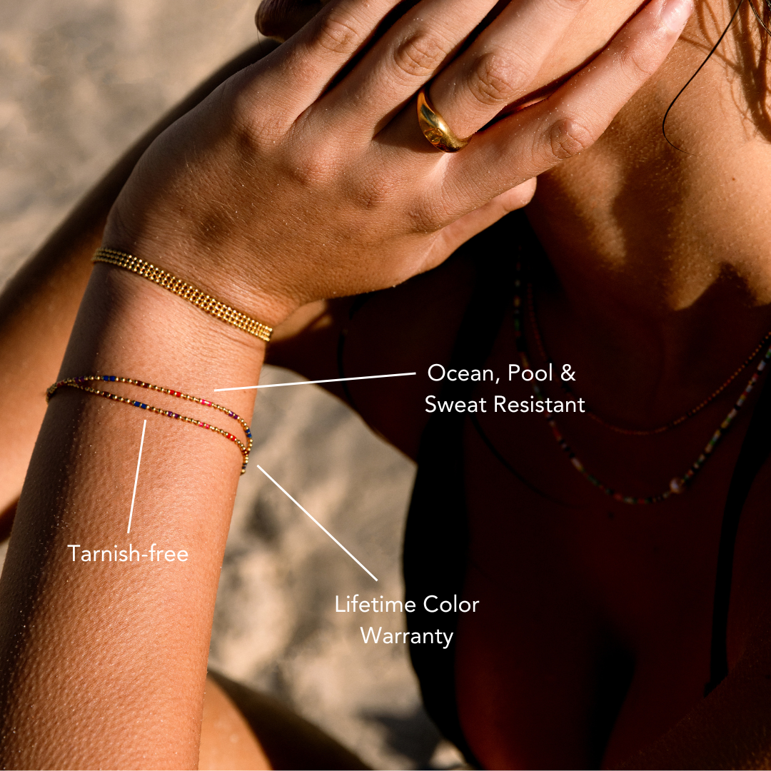 Damen Armband Gold verstellbar wasserfest hypoallergen Edelstahl Gliederarmband