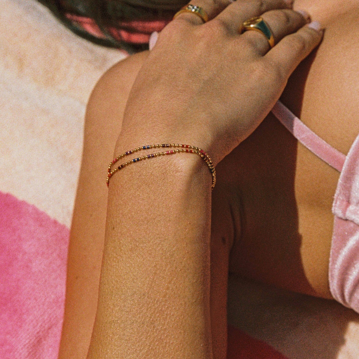 Damen Armband Gold verstellbar wasserfest hypoallergen Edelstahl Gliederarmband