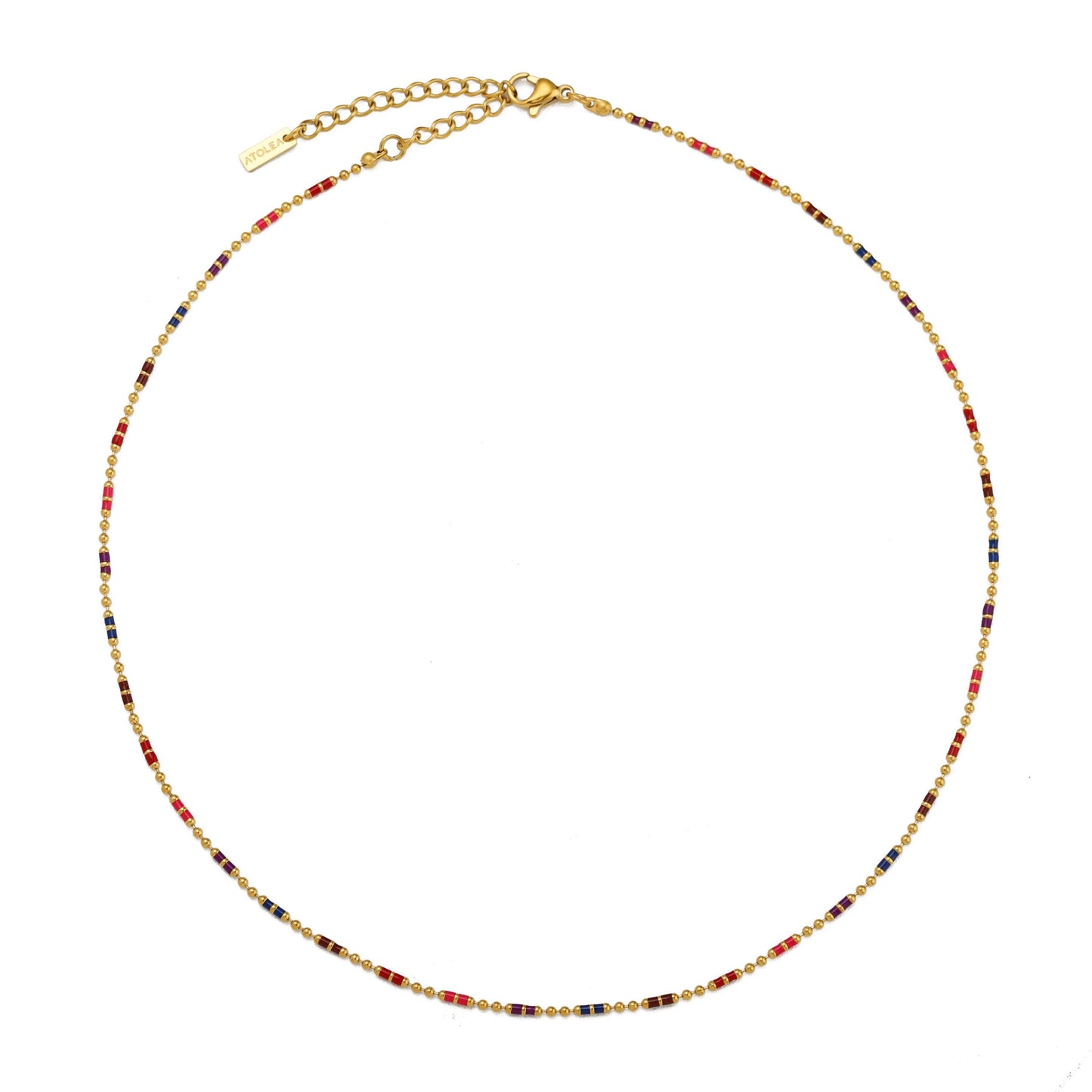Damen Regenbogen Choker Gold bunte Perlen Halskette wasserfest verstellbar