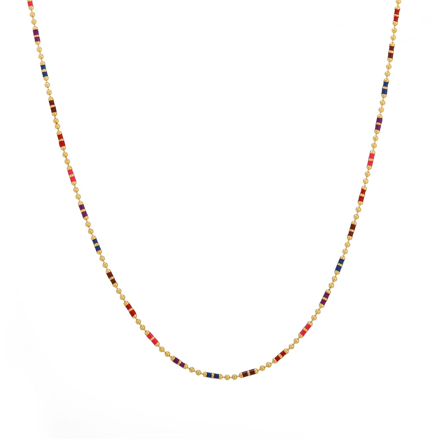 Damen Regenbogen Choker Gold bunte Perlen Halskette wasserfest verstellbar