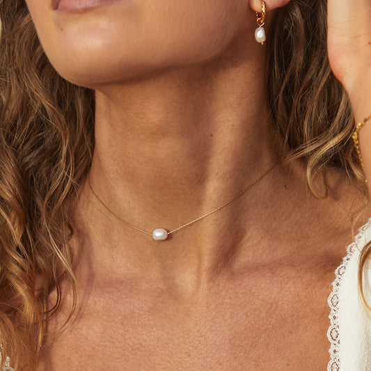 Damen Barockperlen Choker Gold Süßwasserperlen verstellbar wasserdicht