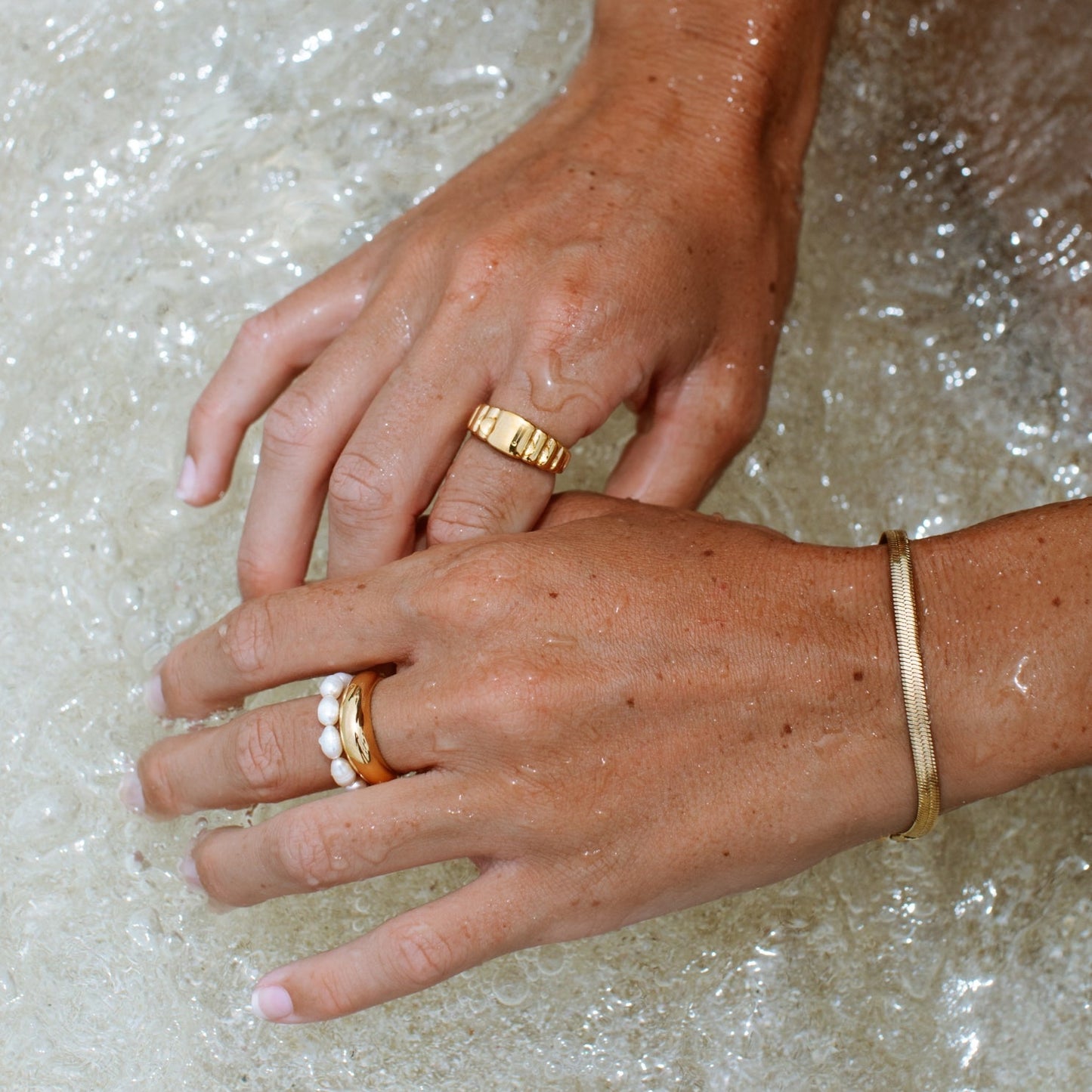 Damen Ring Gold chunky wasserfest hypoallergen