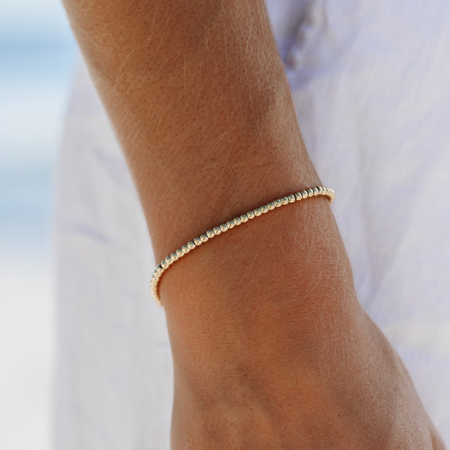 Damen Perlen Armband Gold verstellbar wasserfest hypoallergen Edelstahl 3 mm