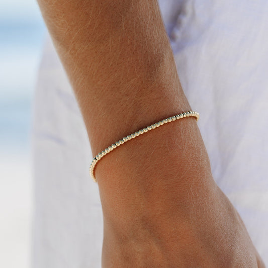 Damen Perlen Armband Gold verstellbar wasserfest hypoallergen Edelstahl 3 mm