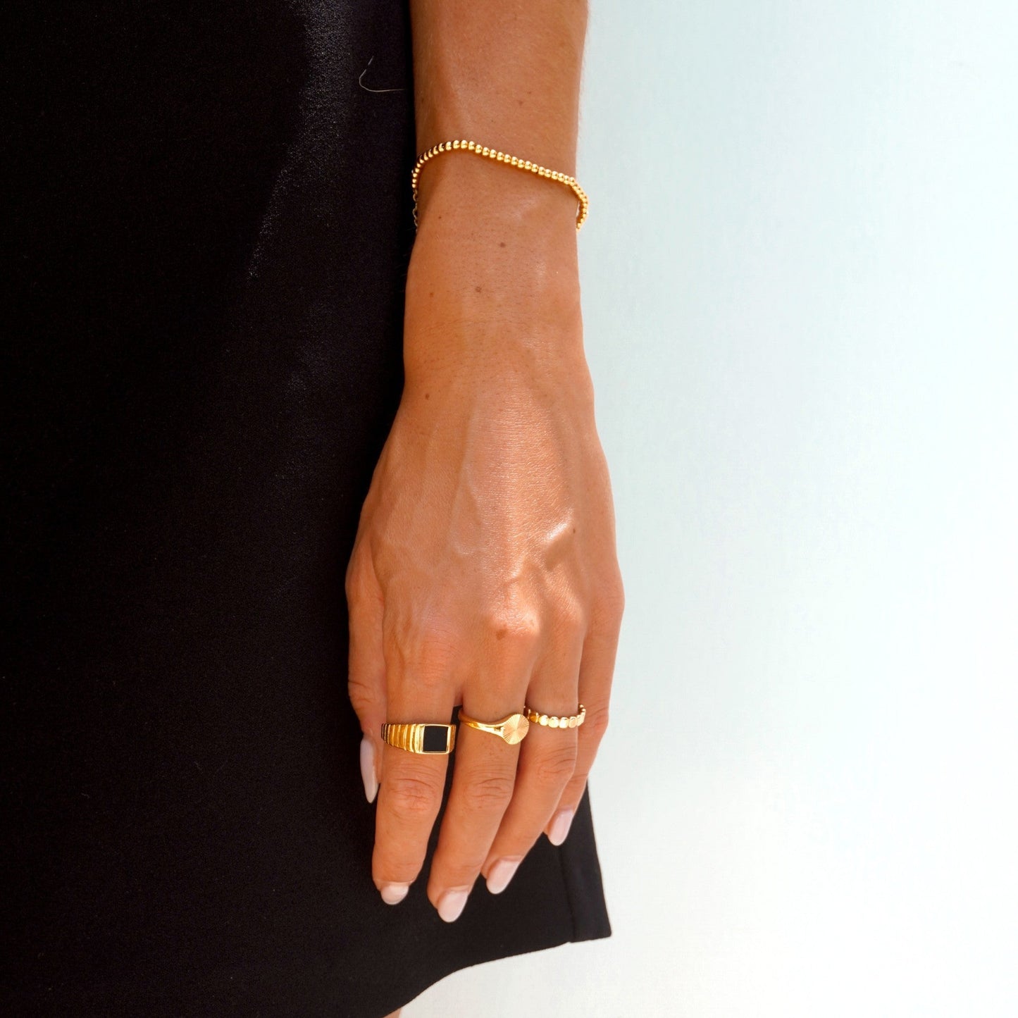 Damen Perlen Armband Gold verstellbar wasserfest hypoallergen Edelstahl 3 mm