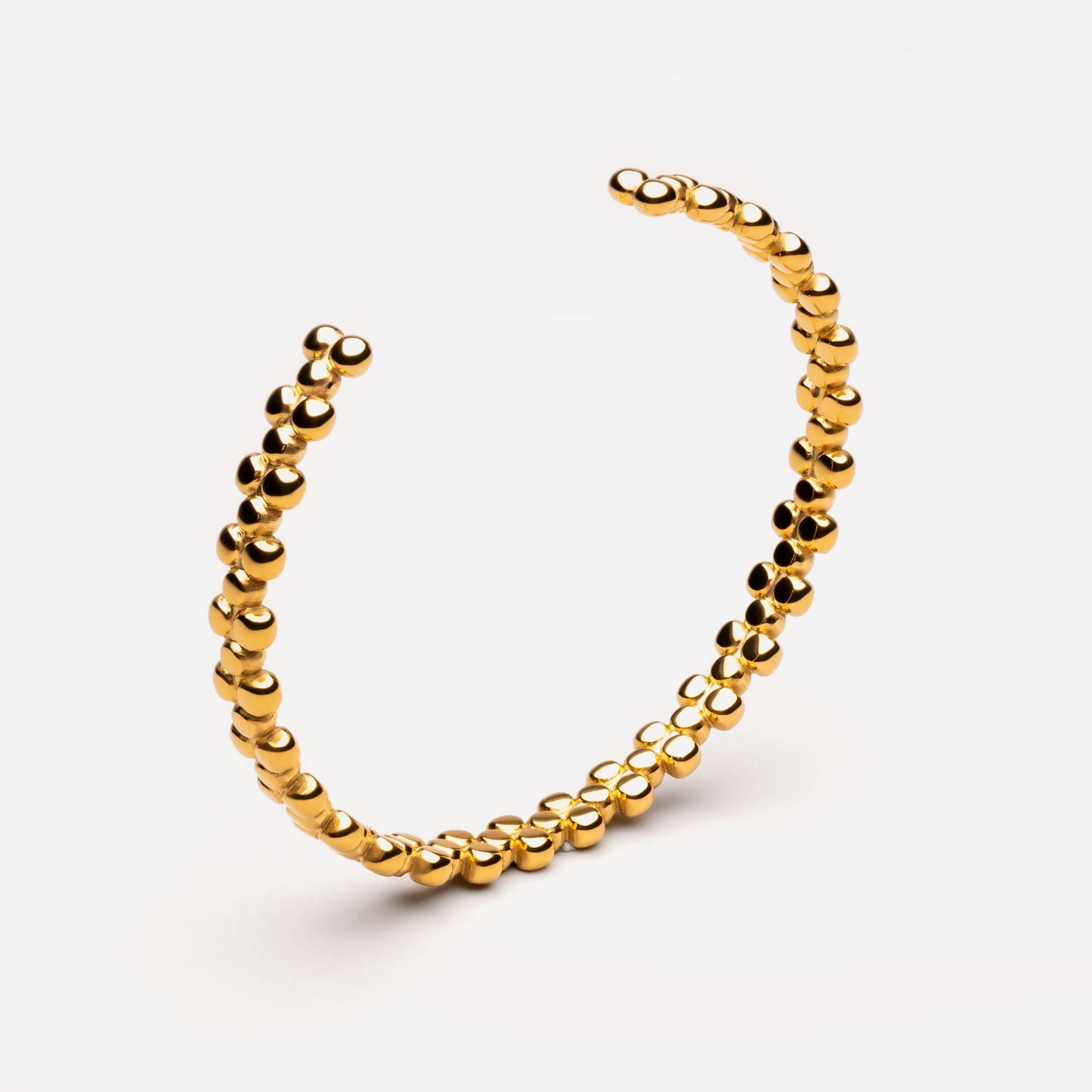 Damen Armreif Gold Perlen-Design verstellbar wasserfest hypoallergen Edelstahl
