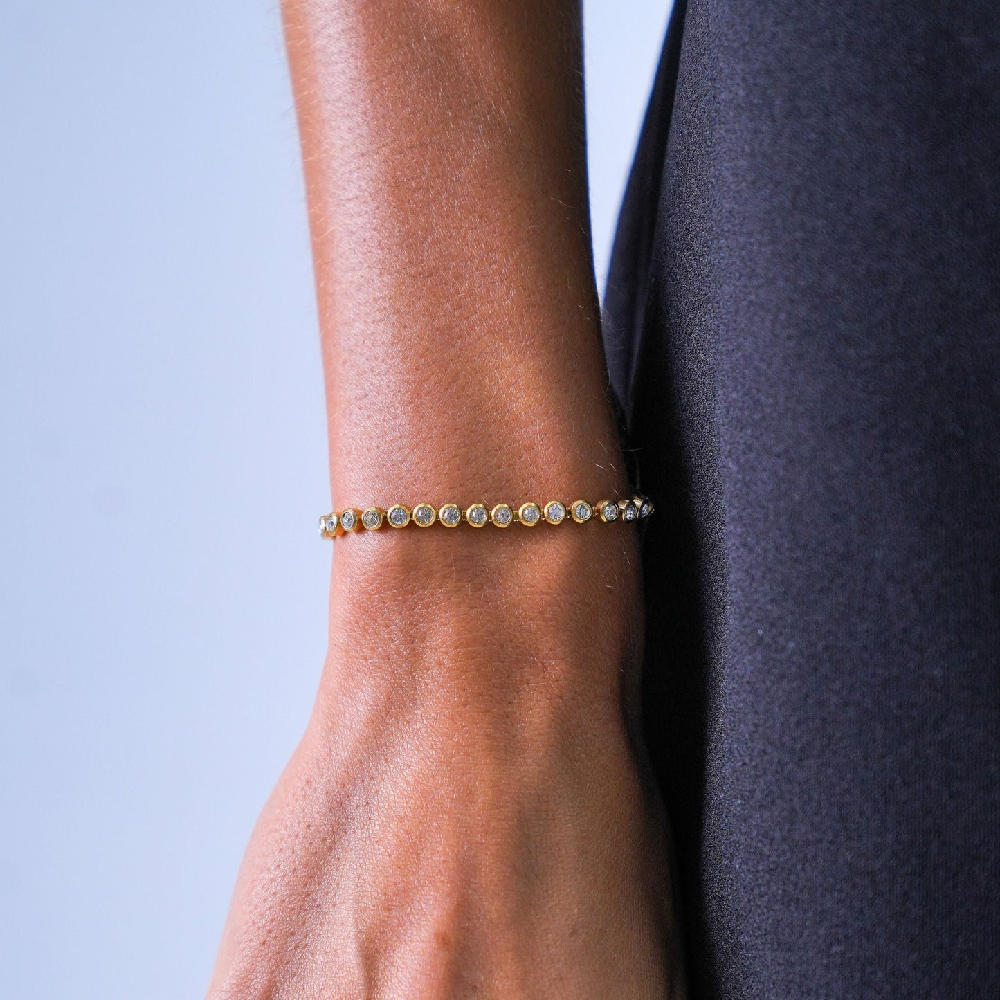 Damen Armband Gold mit Zirkonsteinen verstellbar wasserfest hypoallergen Edelstahl