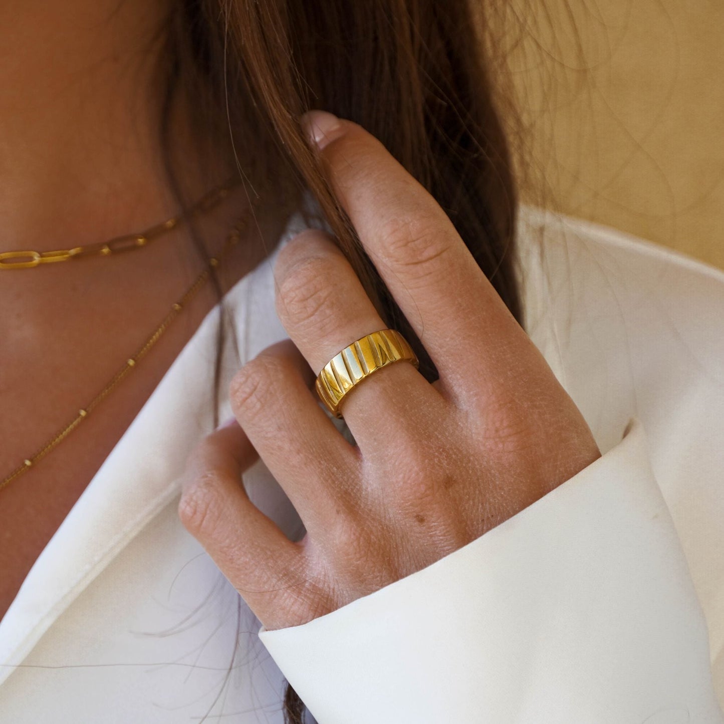 Damen Ring Gold bold wasserfest hypoallergen stapelbar