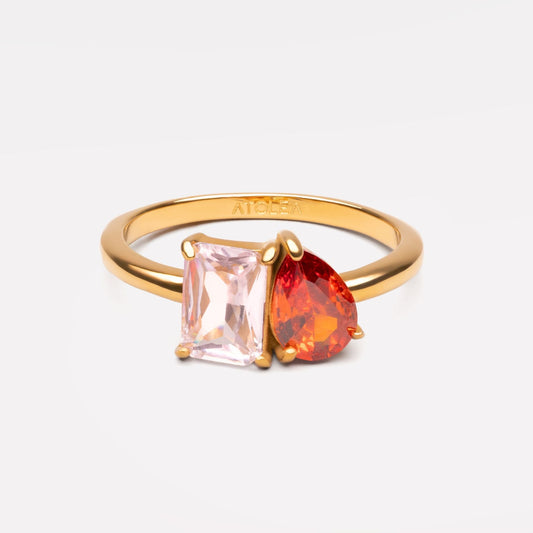Damen personalisierter Geburtsstein Ring gold Zirkonia Edelstahl