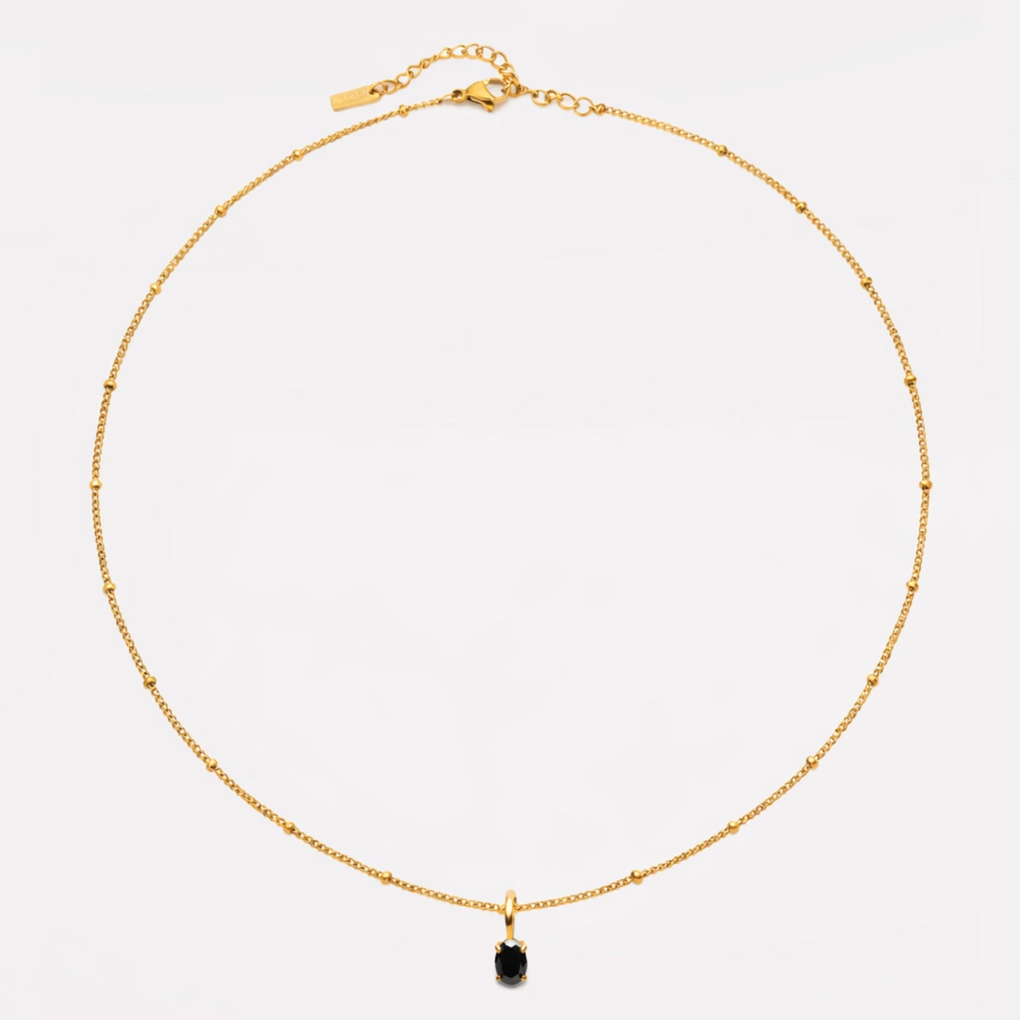 Damen Schwarze Halskette Gold mit Black CZ Anhänger wasserfest