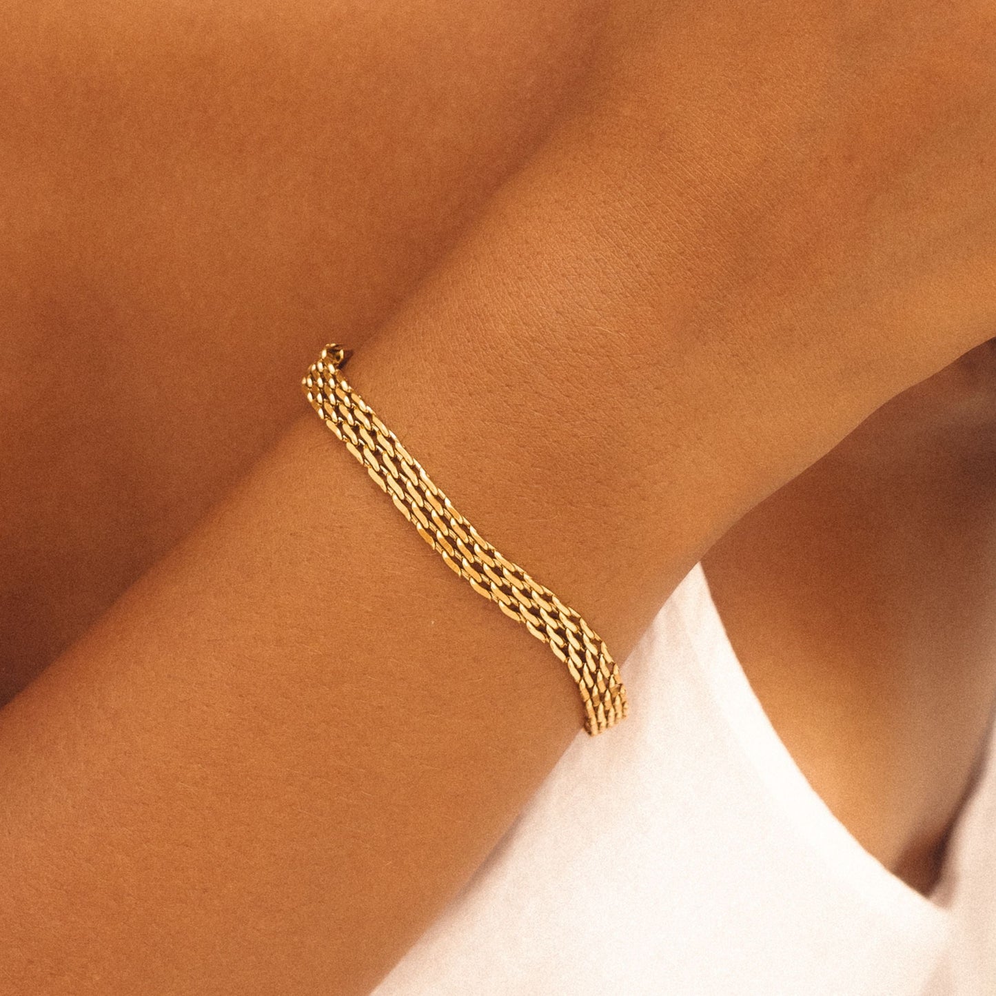 Damen Flechtarmband Gold 6 mm verstellbar wasserfest hypoallergen Edelstahl