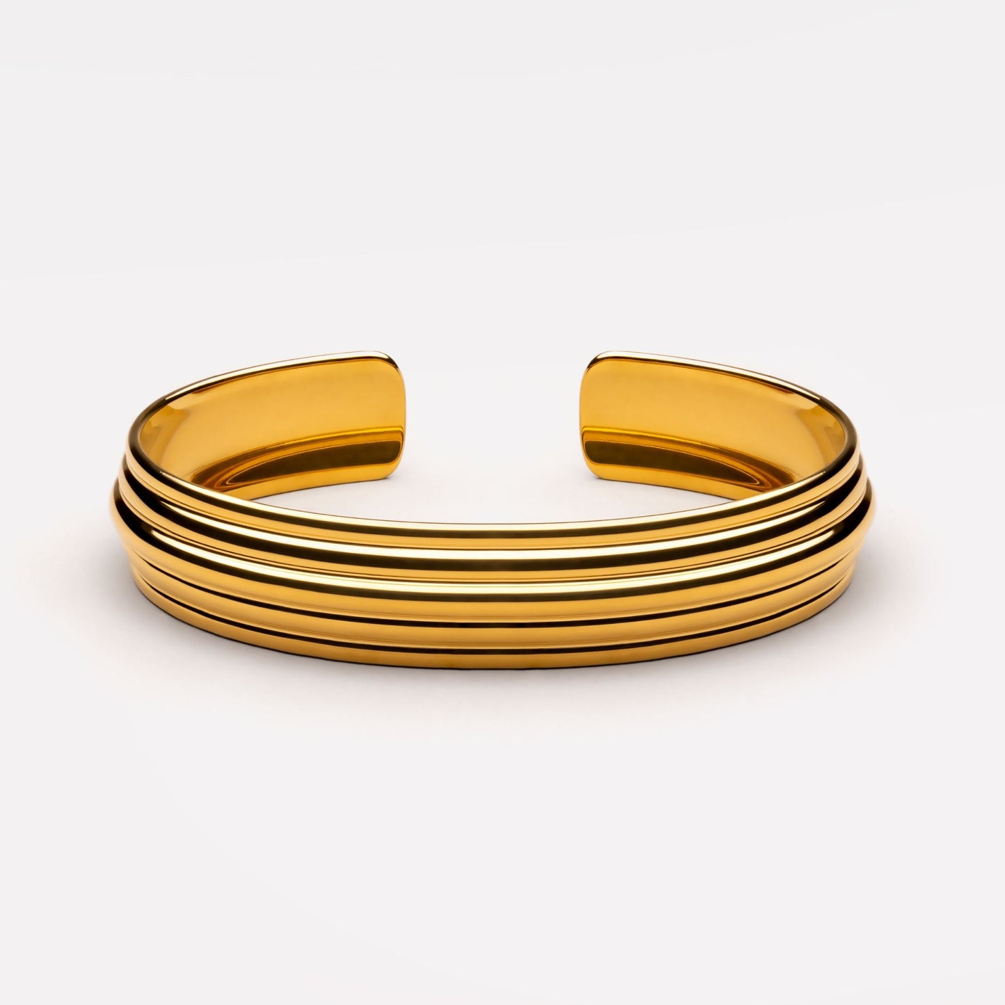 Damen Armreif Gold breit verstellbar wasserfest hypoallergen Edelstahl Skulptur Design