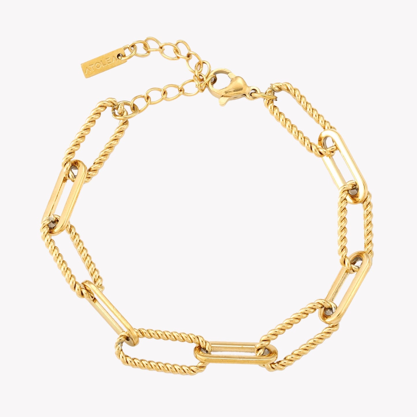Damen Paperclip Armband Gold breit verstellbar wasserfest hypoallergen Edelstahl