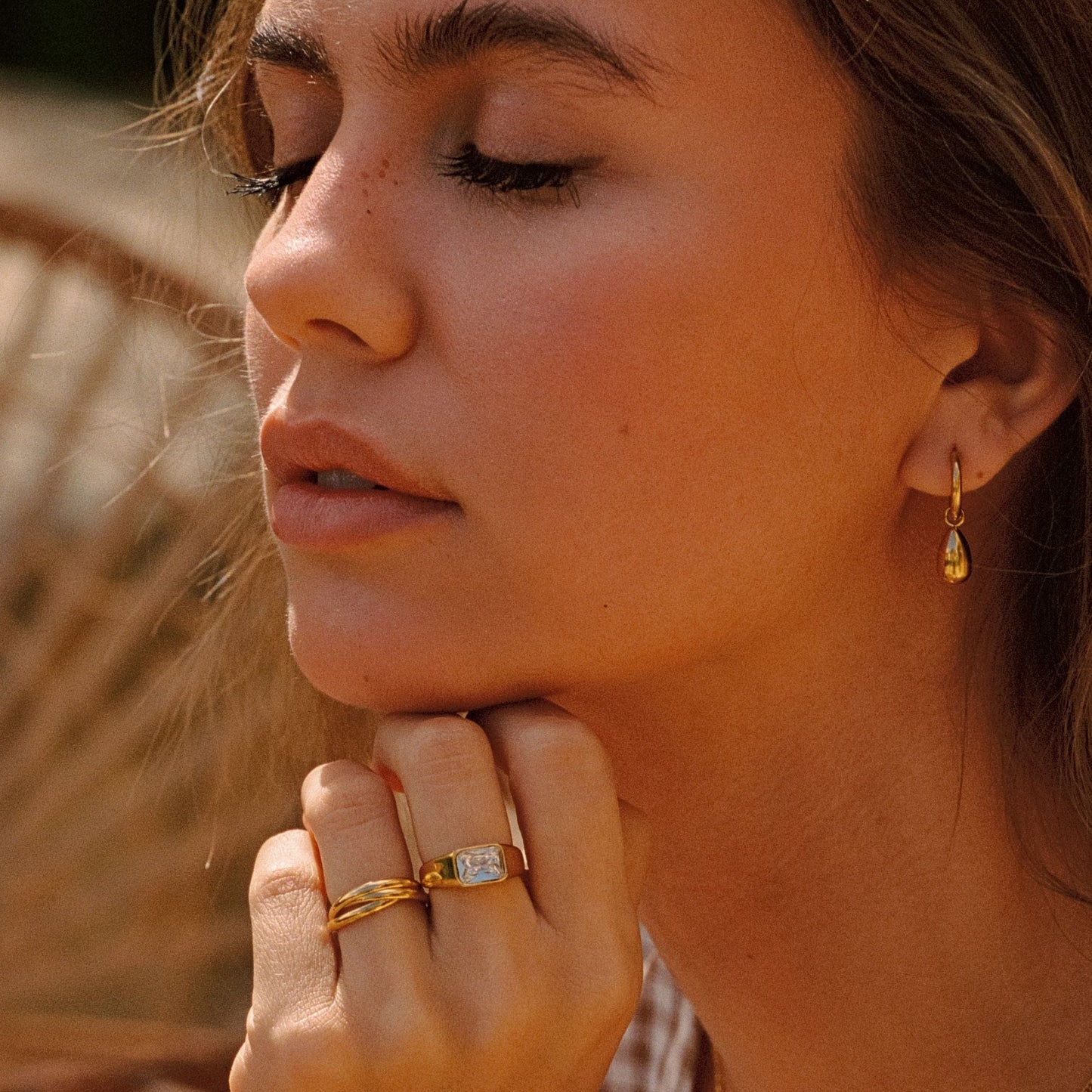 Damen Ring Gold 3 Bänder wasserfest hypoallergen