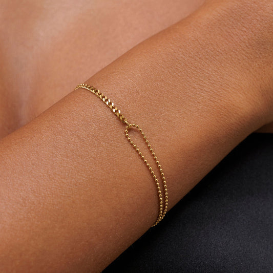Damen Armband Gold doppellagig verstellbar wasserfest hypoallergen Edelstahl