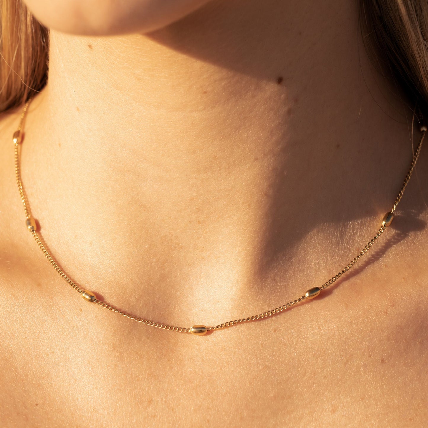 Damen Choker Gold Perlenkette wasserfest hypoallergen