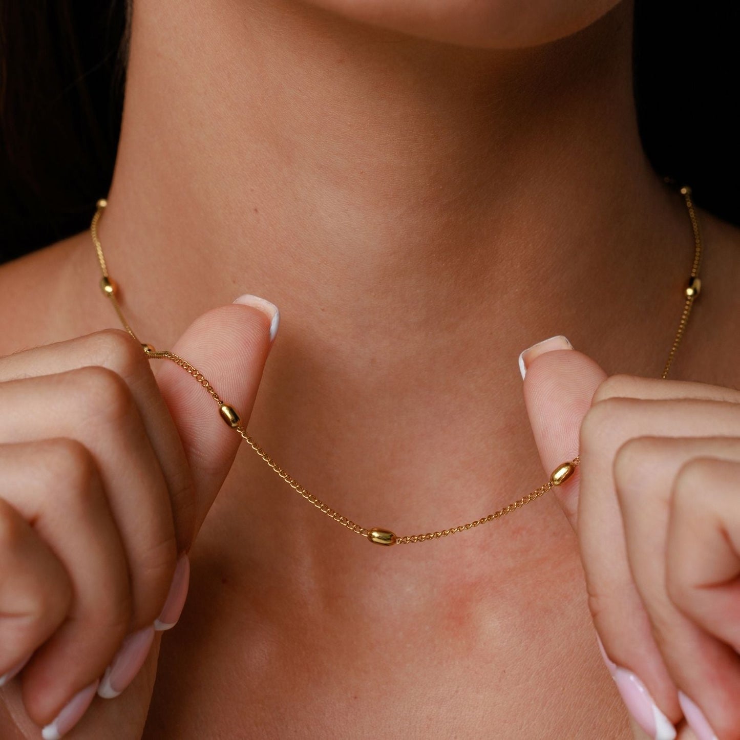 Damen Choker Gold Perlenkette wasserfest hypoallergen