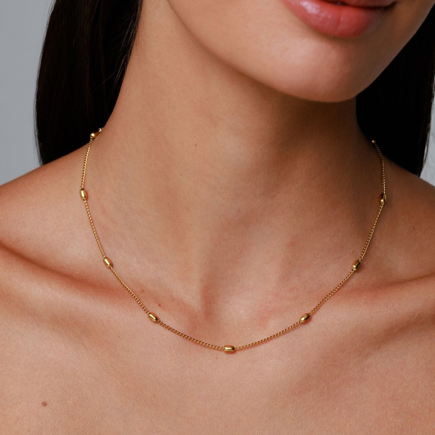 Damen Choker Gold Perlenkette wasserfest hypoallergen