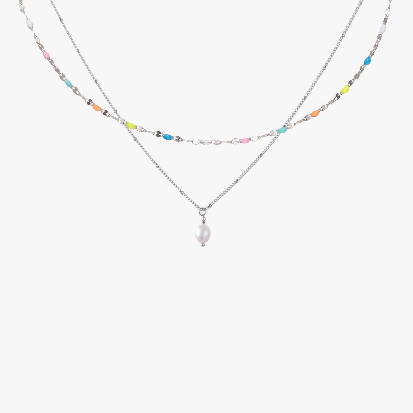 Damen Schmuckset Rainbow Choker mit Barockperlen-Anhänger Gold wasserfest 2-teilig