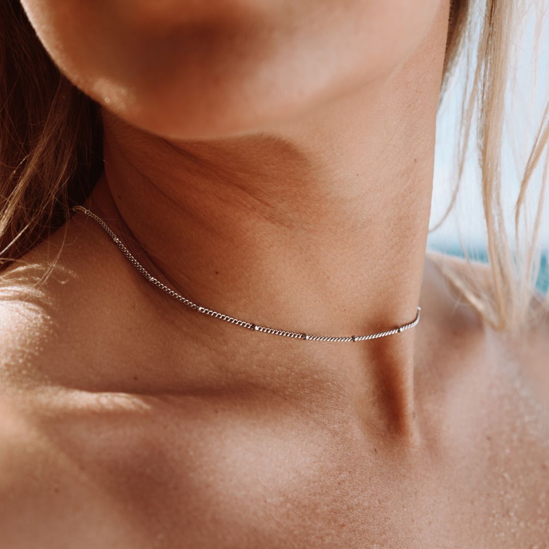 Damen Perlen Choker Gold Kugelkette verstellbar wasserdicht hypoallergen