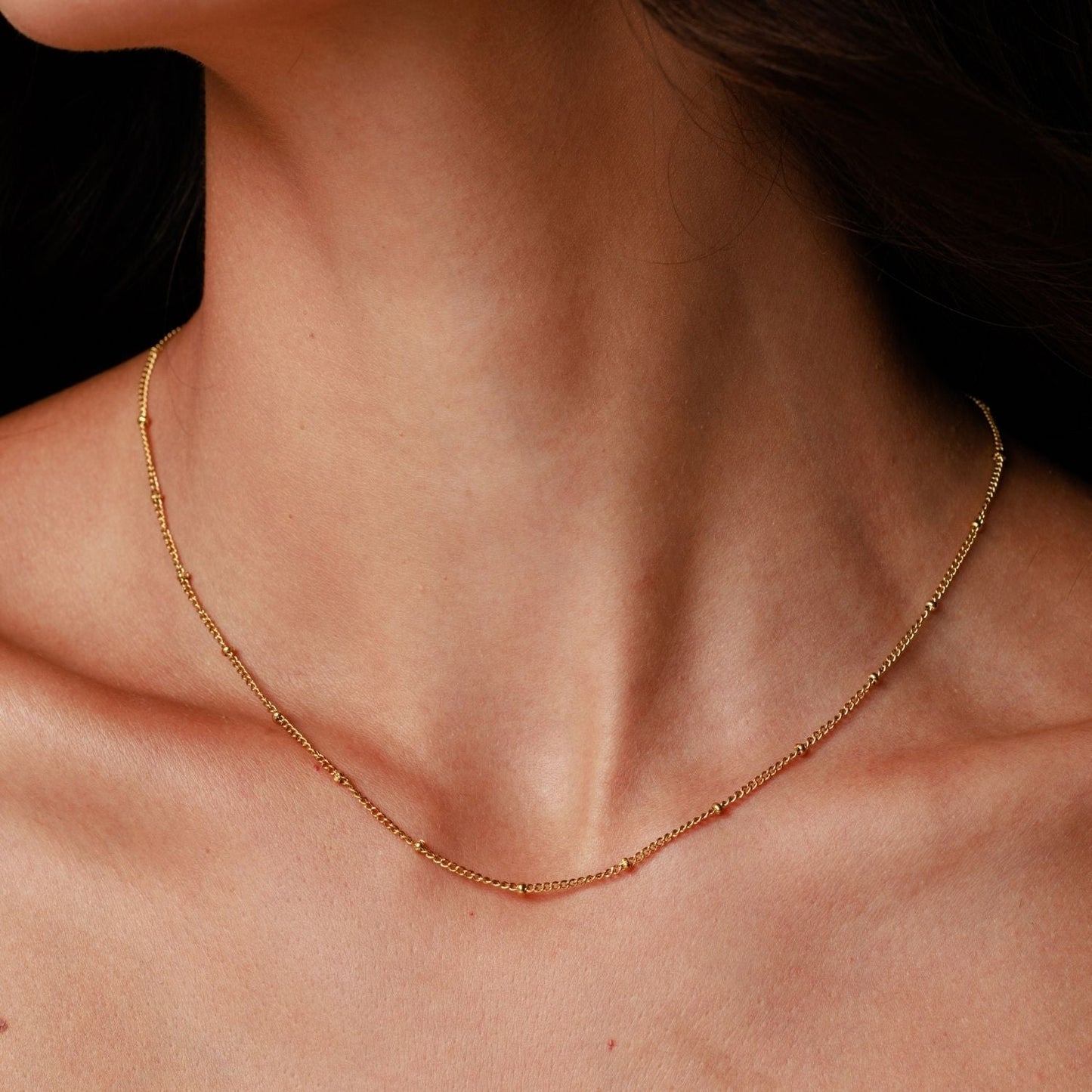 Damen Perlen Choker Gold Kugelkette verstellbar wasserdicht hypoallergen