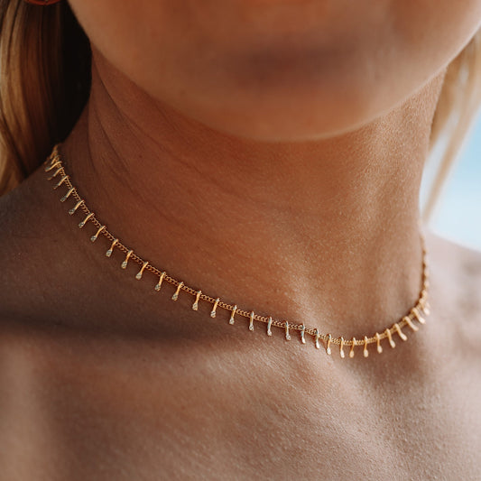 Damen Choker Gold Halskette wasserfest Edelstahl verstellbar