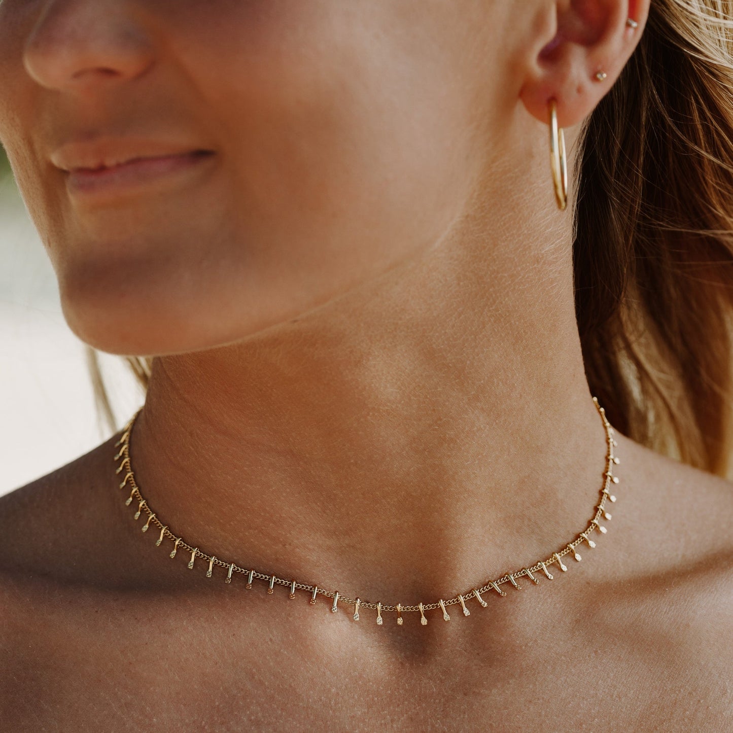 Damen Choker Gold Halskette wasserfest Edelstahl verstellbar