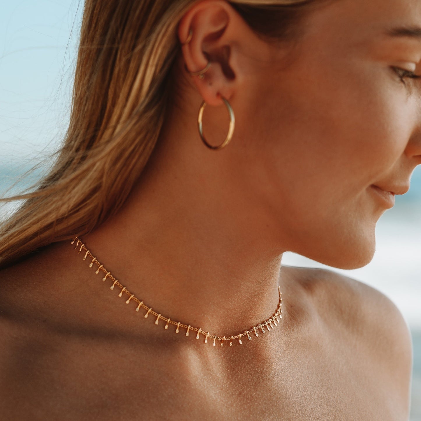 Damen Choker Gold Halskette wasserfest Edelstahl verstellbar