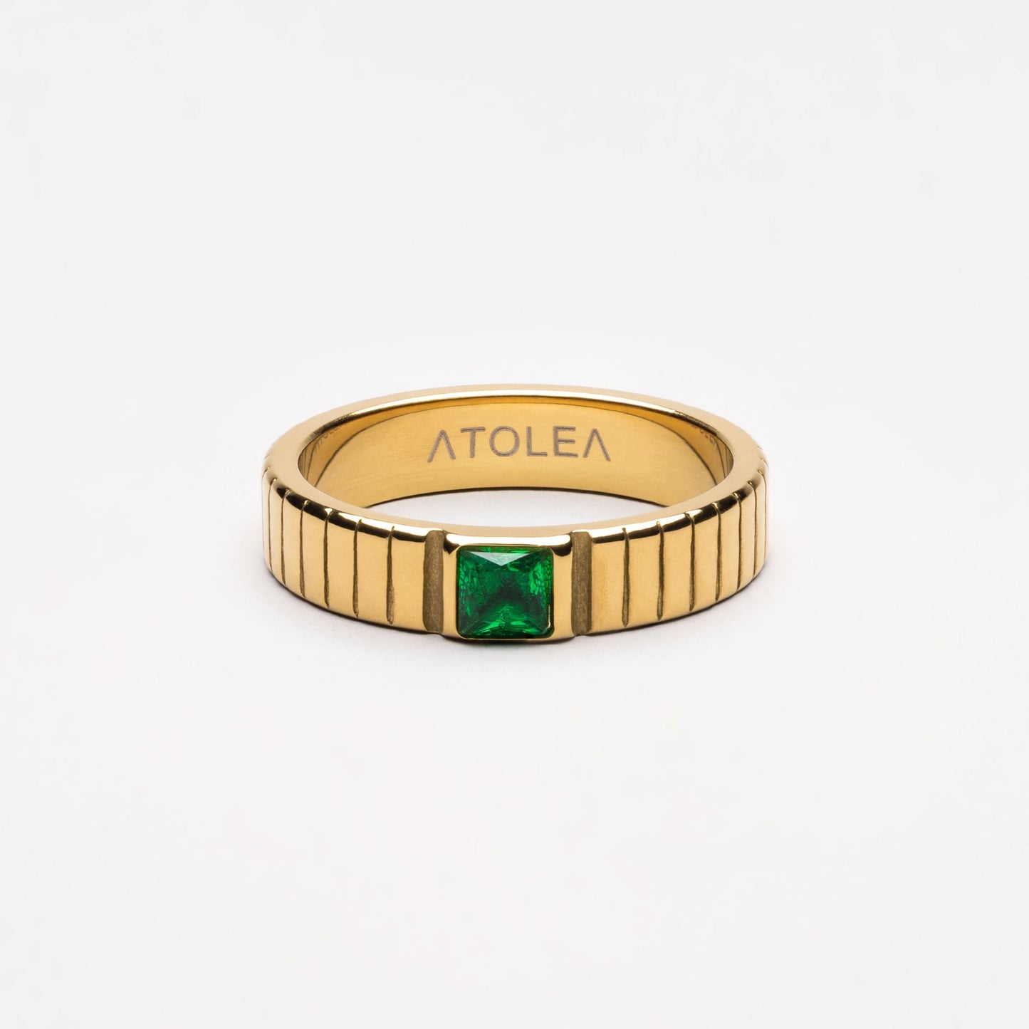 Damen Ring Grün Chunky mit Zirkonia, wasserfest, hypoallergen