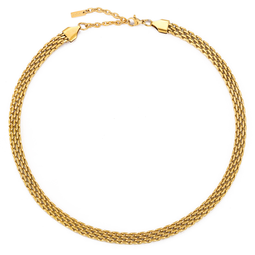 Damen Choker Halskette Gold geflochtene Gliederkette wasserdicht hypoallergen
