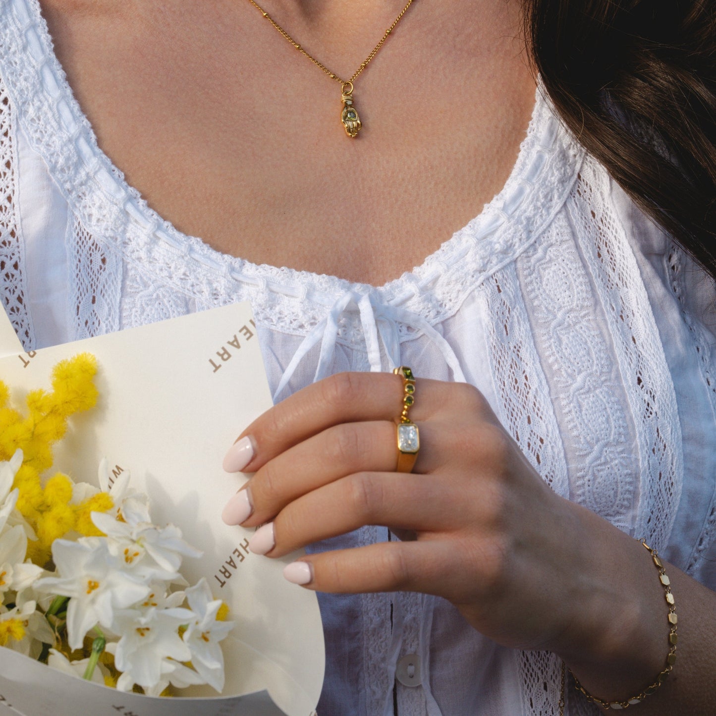 Damen Ring Gold mit Zirkon, breiter Edelstahlring, wasserfest, hypoallergen