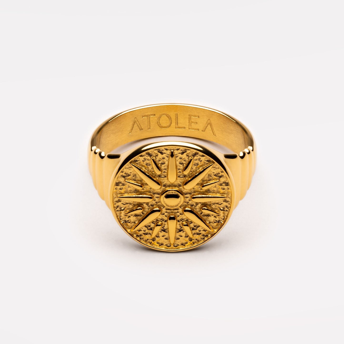Goldener Ring Sonnenmotiv wasserfest schweißfest hypoallergen 18k PVD
