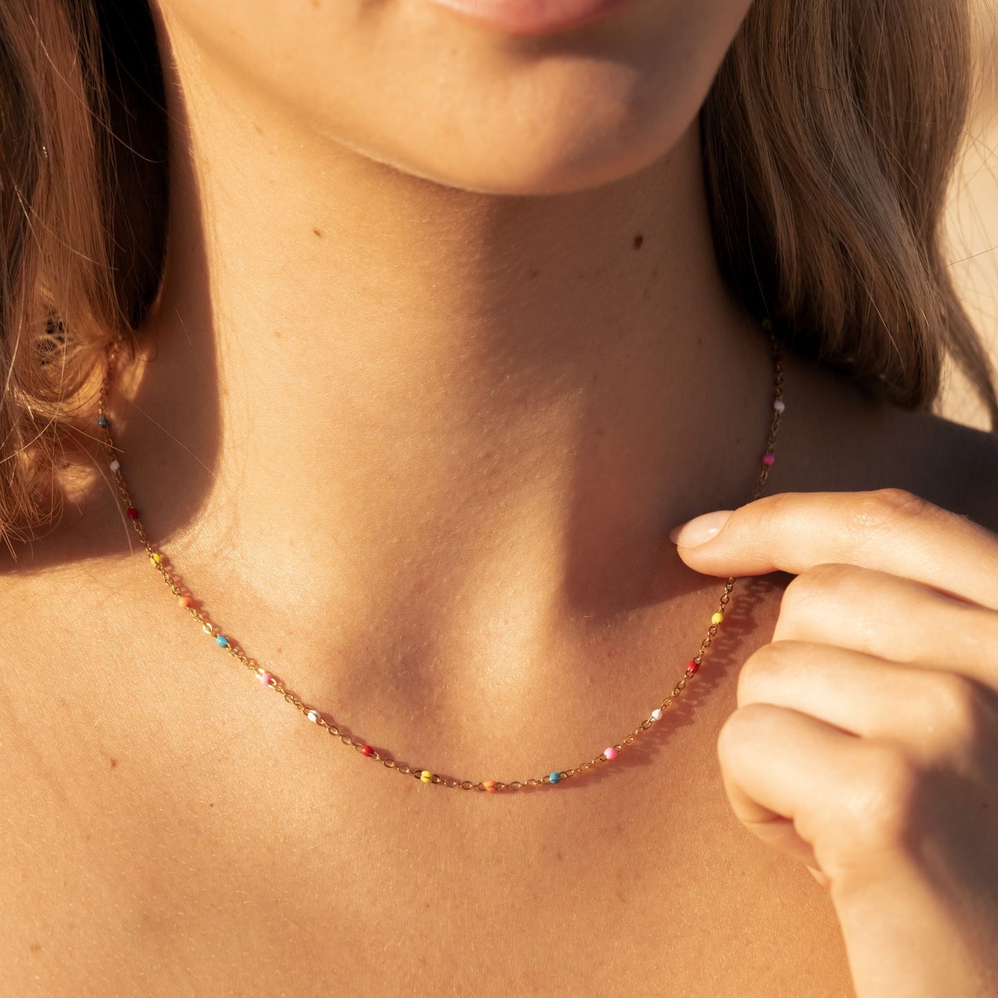 Damen Neon Choker Bunt Gold wasserfest Halskette verstellbar