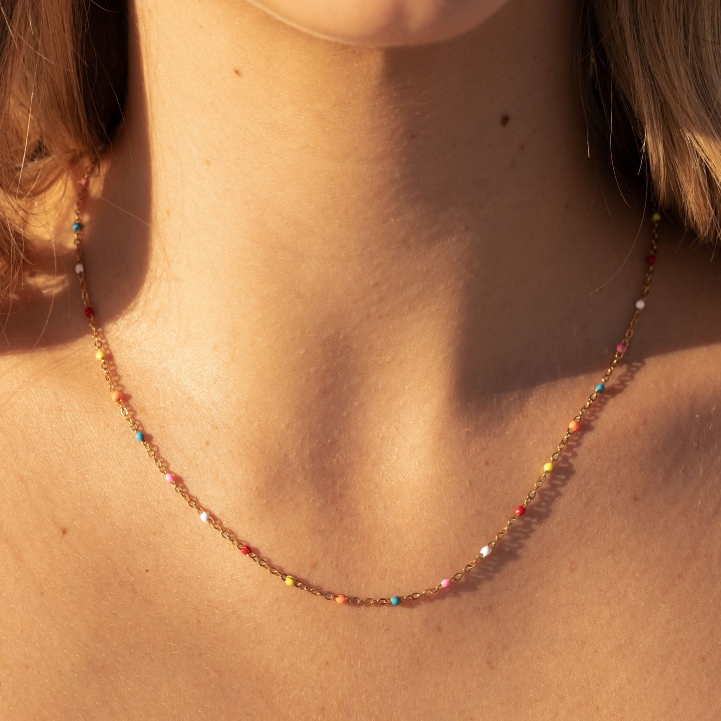 Damen Neon Choker Bunt Gold wasserfest Halskette verstellbar
