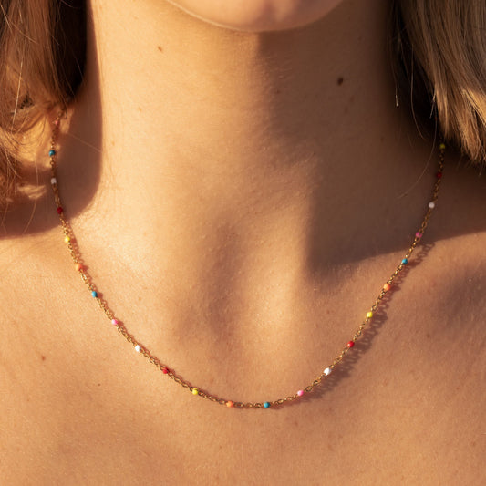 Damen Neon Choker Bunt Gold wasserfest Halskette verstellbar