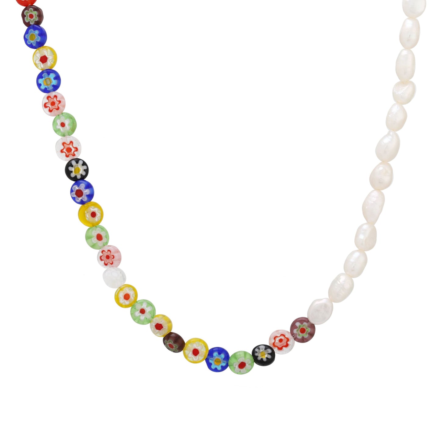 Damen Blumen Choker Bunt mit Süßwasserperlen Gold wasserfest Halskette