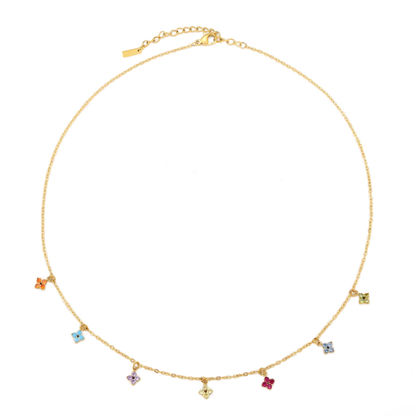 Damen Choker Halskette Gold Blumen Anhänger Zirkonia wasserdicht hypoallergen