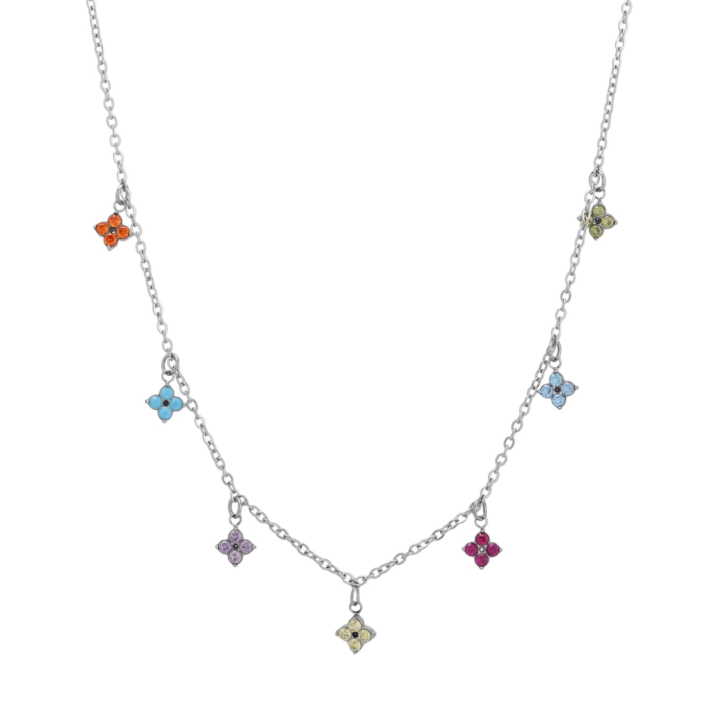 Damen Choker Halskette Gold Blumen Anhänger Zirkonia wasserdicht hypoallergen