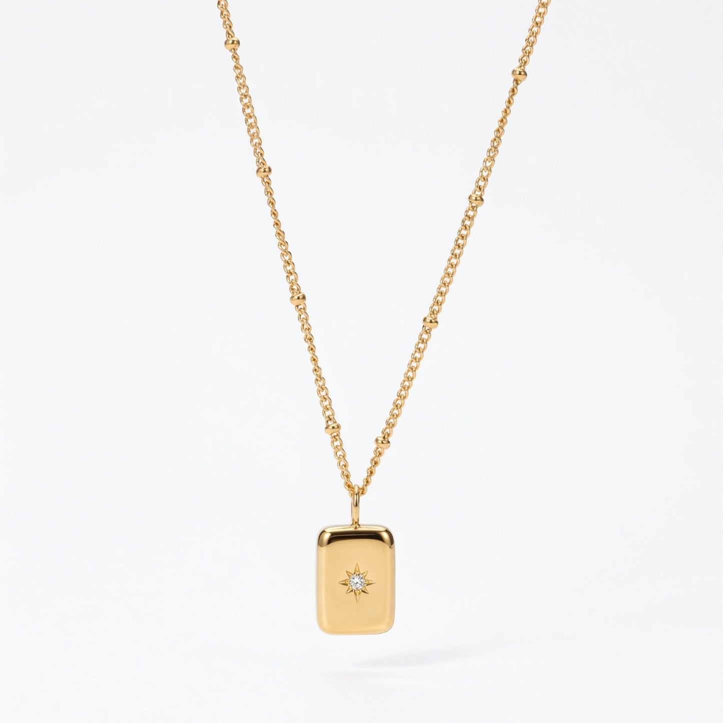 Damen Halskette Gold Zirkonia Anhänger filigran wasserdicht hypoallergen