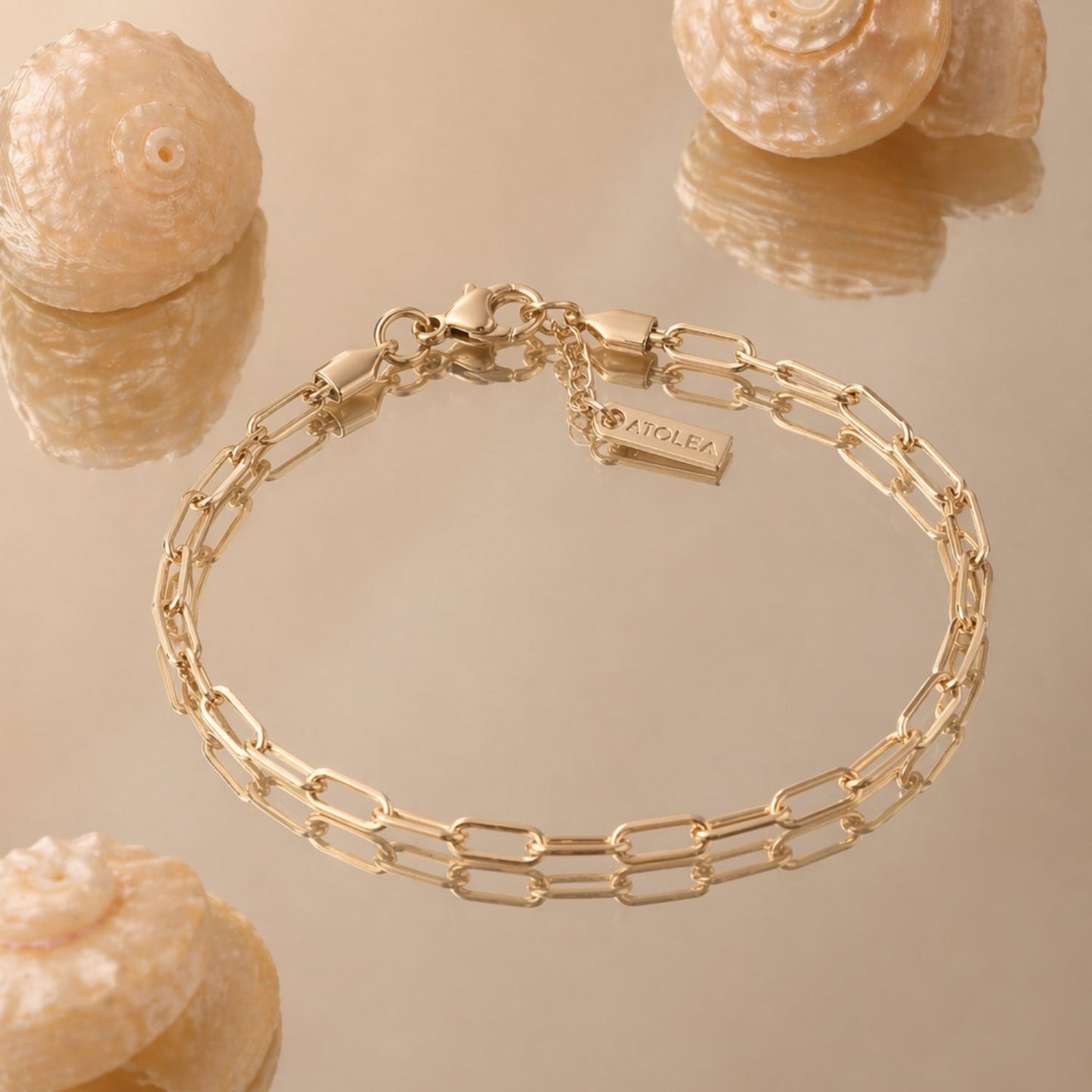 Damen Paperclip Armband Gold verstellbar wasserfest hypoallergen Edelstahl 3 mm