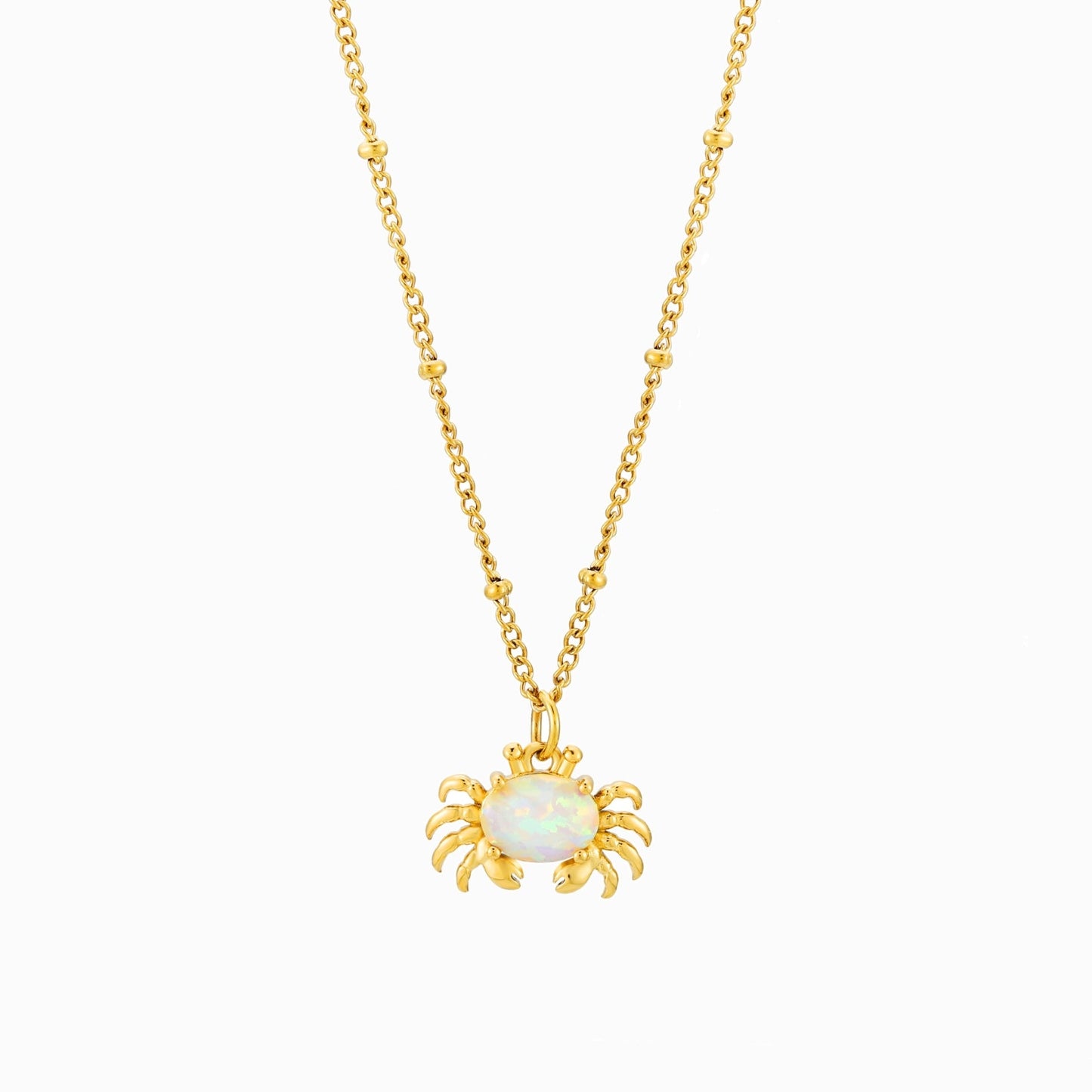 Damen Krebs Kette Gold mit Opal Anhänger wasserfest Edelstahl