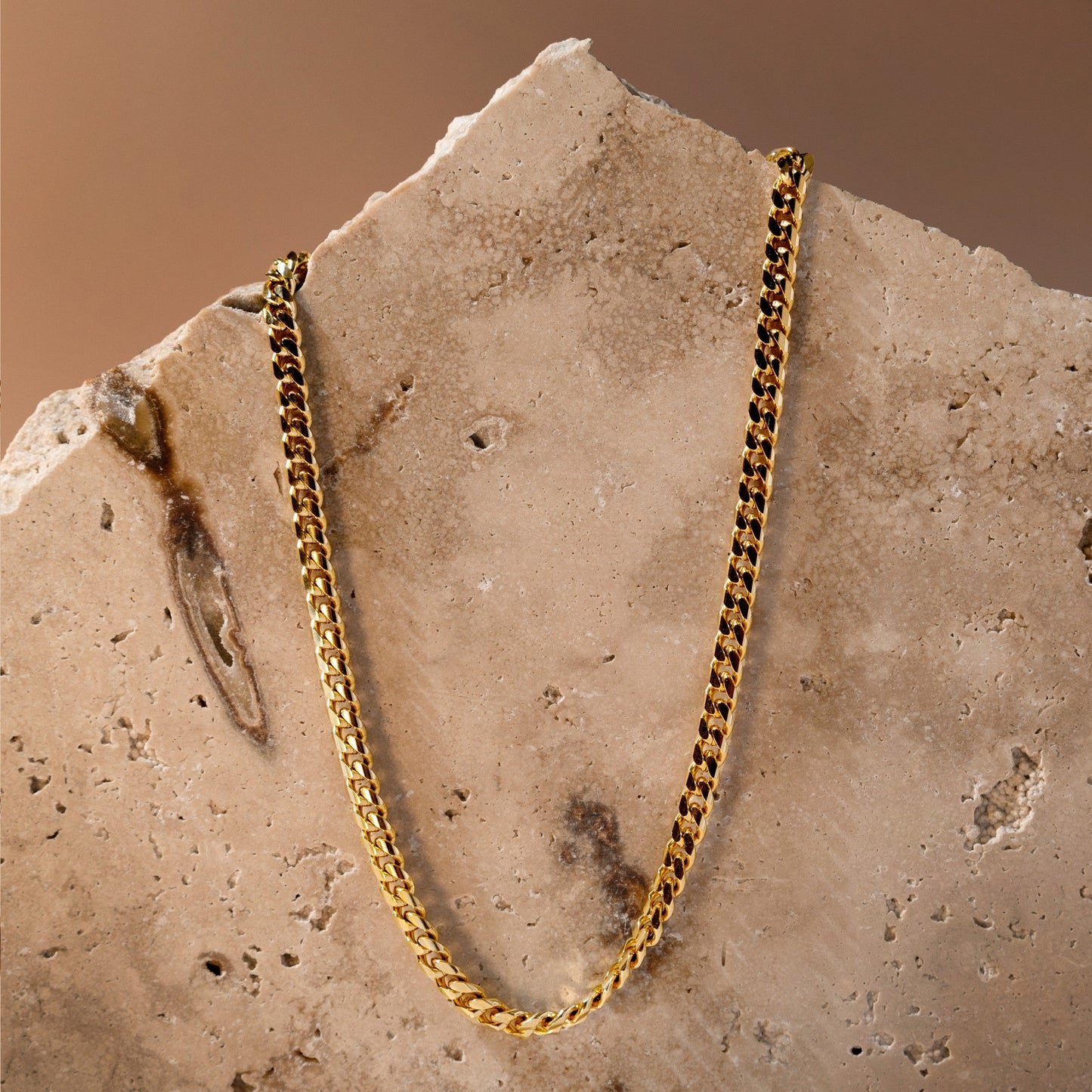 Damen Cuban Chain Choker Gold Halskette 5 mm wasserfest Edelstahl