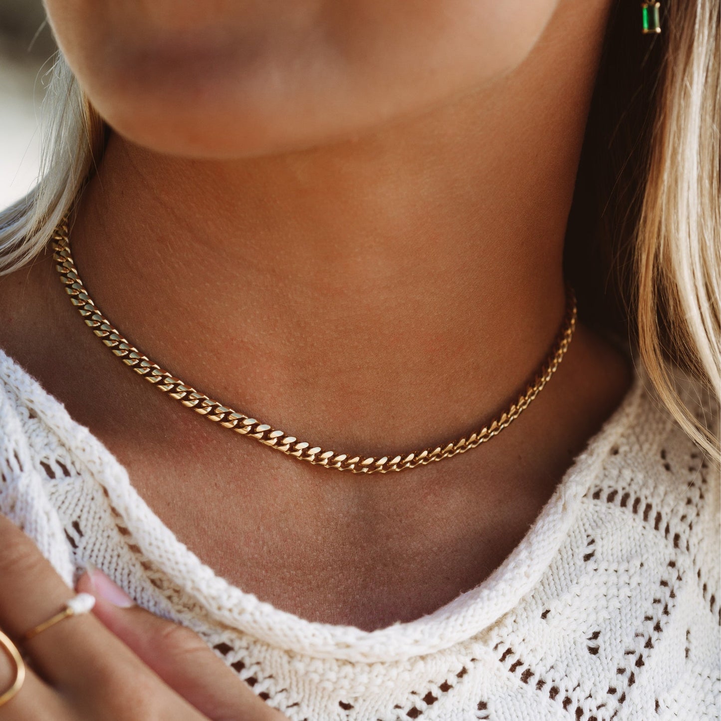 Damen Cuban Chain Choker Gold Halskette 5 mm wasserfest Edelstahl