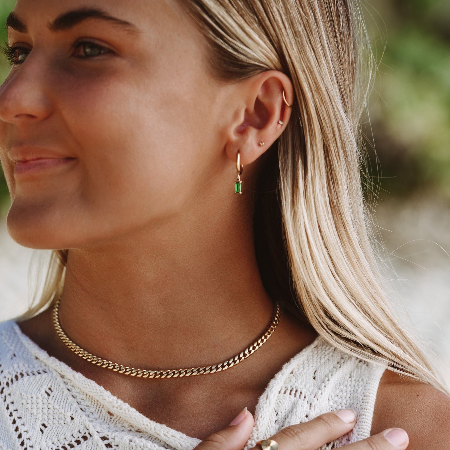 Damen Cuban Chain Choker Gold Halskette 5 mm wasserfest Edelstahl